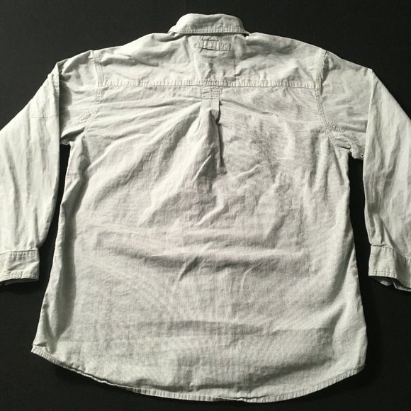 #00 John Deere Men's Long Sleeve Button Up Shirt Size Large Ivory Double Pockets - Picture 8 of 11